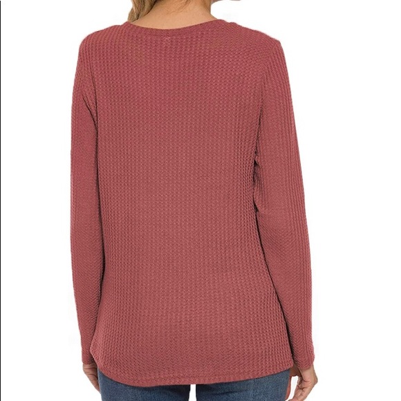 NWT Beautiful Fall Waffle Knot Top - Picture 4 of 4